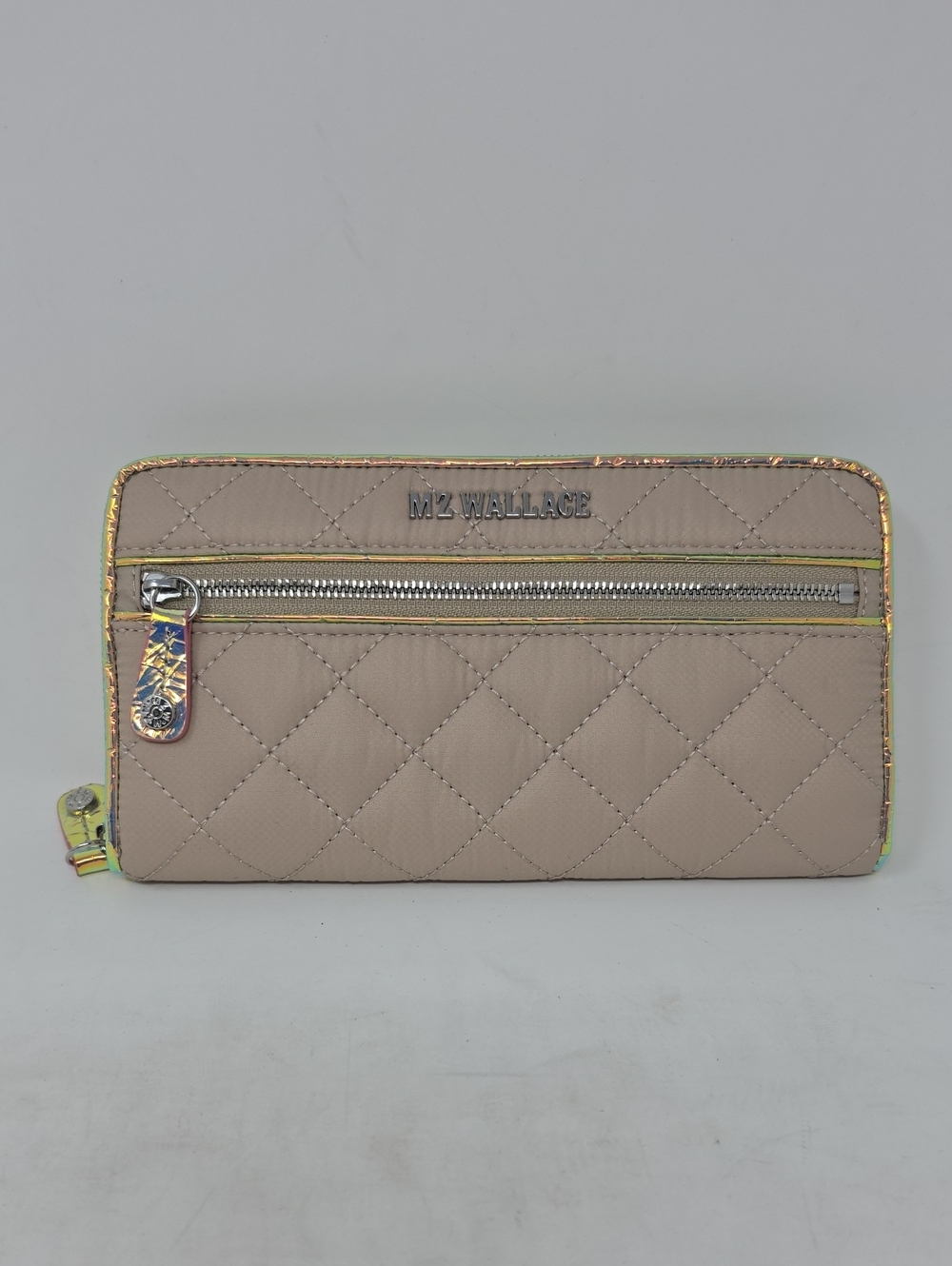 MZ WALLACE Long Crosby Mushroom Quilted Zip-Around Wallet with Iridescent Trim
